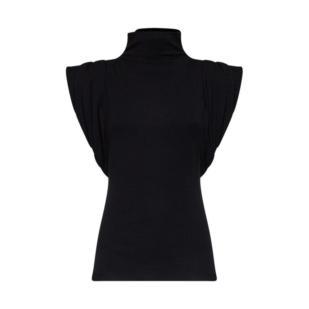 Mugler Women Black Jersey Draped Sleeveless Top